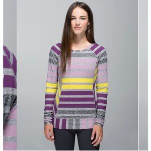 Lululemon Race Your Pace Long Sleeve Triplet Twin Stripe Berry Yum Yum Heathered